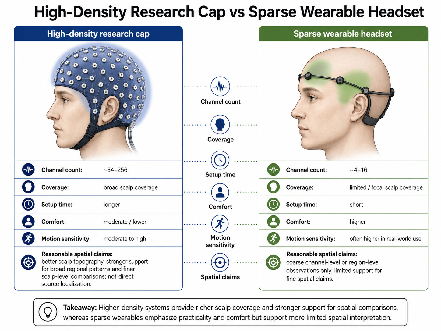 Dense vs. sparse headset comparison.